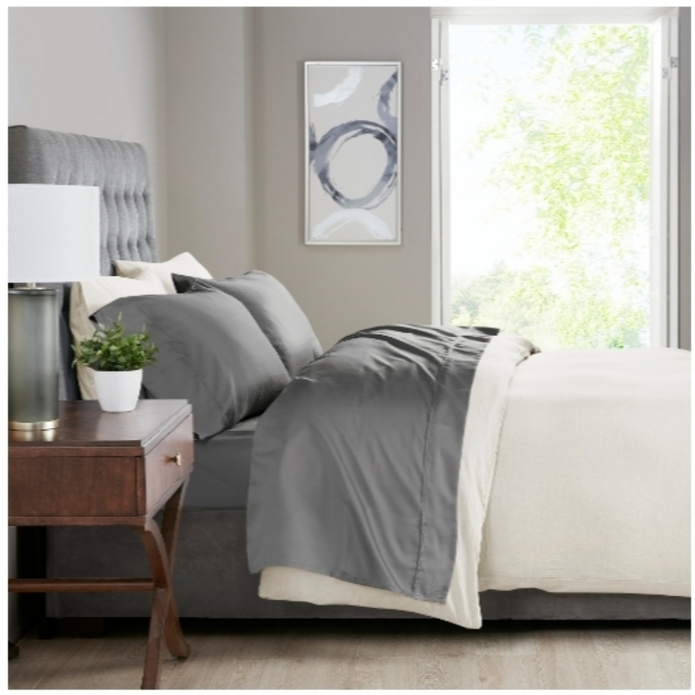 Comfort Classics 525 Thread Count Cotton Rich Sheet Set, Grey, Cal King